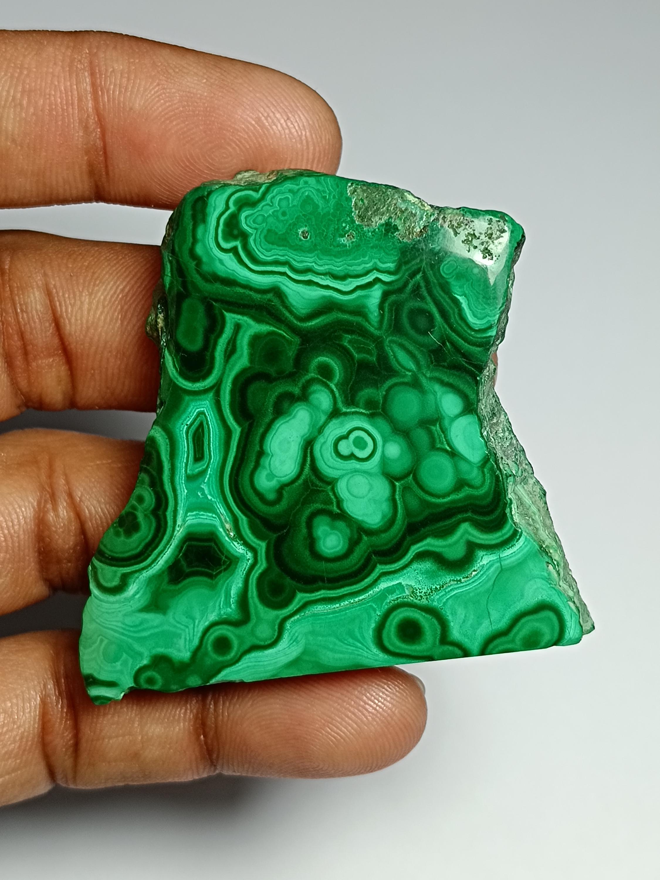 Malachite Slice Cabochon: 288 Cts Semi Precious Gemstone