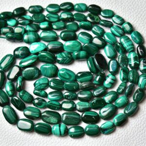 20 Inches Strand Natural Malachite Nugget Beads 6x8mm To 7x11mm Smooth Oval Nuggets Gemstone Beads Malachite Plain Beads Jewelry No6537