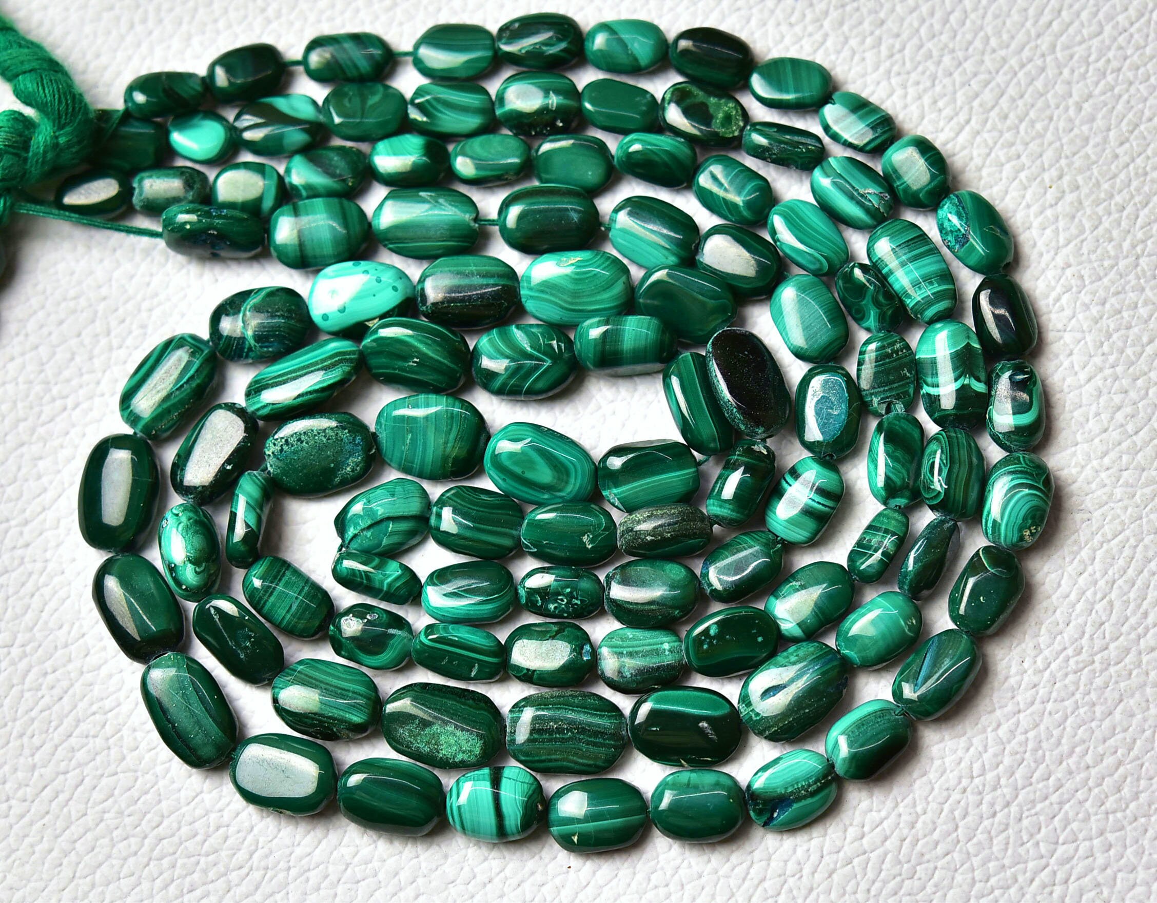 20 Inches Strand Natural Malachite Nugget Beads 6x8mm To 7x11mm Smooth Oval Nuggets Gemstone Beads Malachite Plain Beads Jewelry No6537