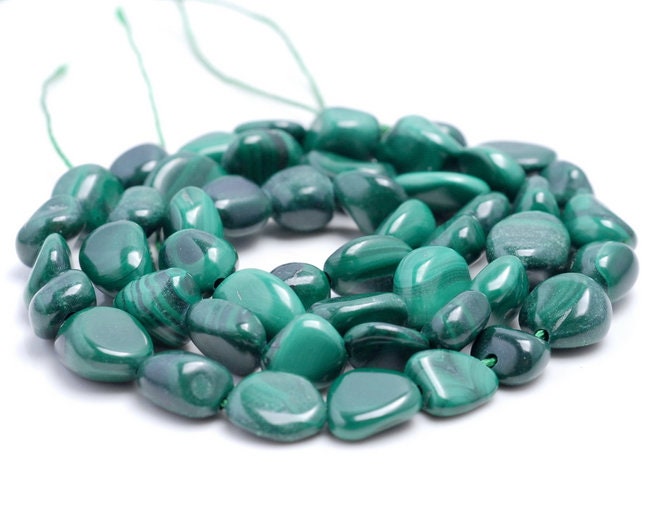 7-8mm Malachite Gemstone Pebble Nugget Granule Loose Beads 7.5 Inch Half Strand (80001948 H-a32)