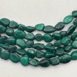 Freeform nugget Malachite gemstone beads. 15" strand of 8-12mm banded green Malachite beads, approx. 45 beads per strand.