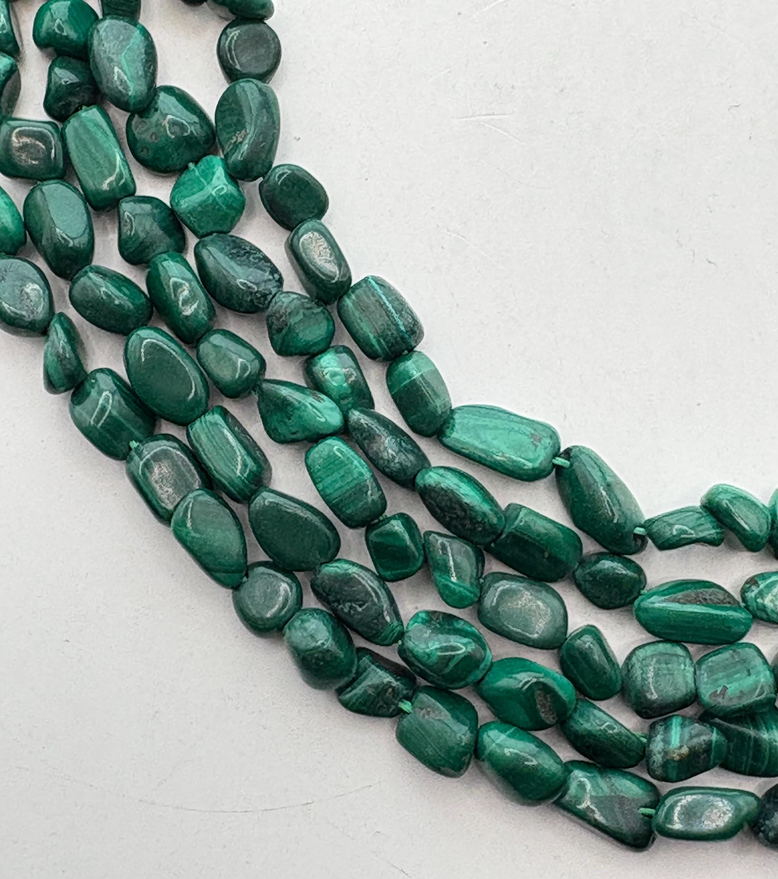 Freeform Nugget Malachite Gemstone Beads. 15" Strand Of 8-10mm Green Malachite Beads, Approx. 49-51 Beads Per Strand. Freeform Nugget Malachite Gemstone Beads. 15" Strand Of 8-10mm Green Malachite Beads, Approx. 49-51 Beads Per Strand.