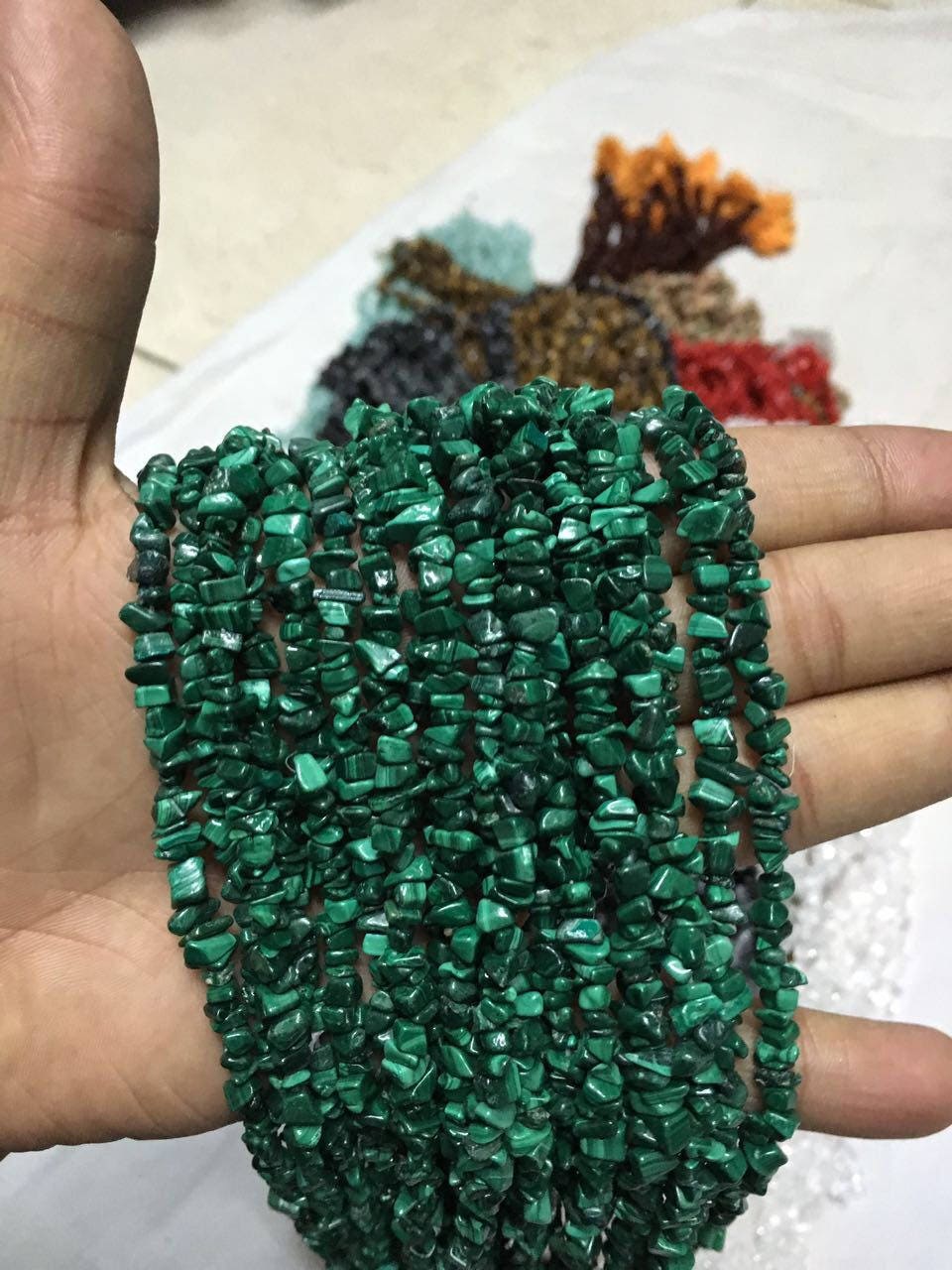 Natural Malachite Nugget Uncut Chips Gemstone Beads, 34 Inches Jewelry Making, Bulk Supply, Good Quality Beads, Raw Gemstone Beads For Sale