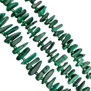 Natural Malachite Pebble Slice Stick Points Size 10-22mm 15.5'' Strand