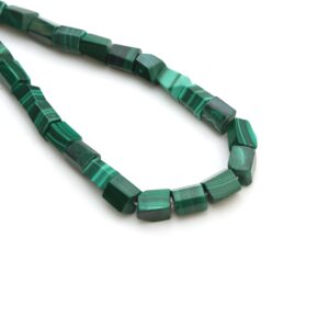 Natural Malachite Rectangle Nugget Beads 8x9.5 mm To 9x10 mm, Genuine Green Malachite Cube Nugget, Malachite Gemstone Jewelry, 18 Inches