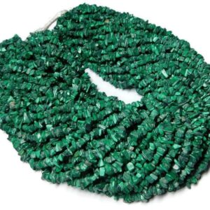 Natural Malachite Smooth Uncut Chips Beads ,34 " Strand,AAA Quality Malachite Smooth Handmade Raw Rough Nuggets, Malachite Uncut Chips Beads
