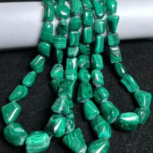 New Brand- Natural Malachite Smooth Nuggets Shape Gemstone Beads, Size- 9x7-18x15 Mm Graduation Beads, 16 Inches Strand Tumble Bead For Sale