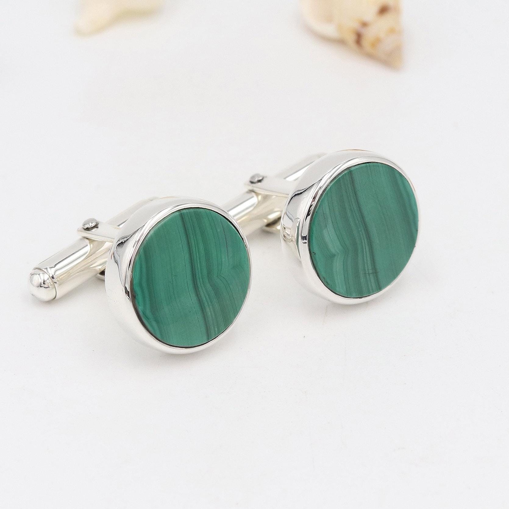 Malachite Cufflinks, 925 Sterling Silver, Gemstone Cufflinks – Handmade Jewelry, Groomsmen Gift, Green Stone Wedding Cuff Links For Men Malachite Cufflinks, 925 Sterling Silver, Gemstone Cufflinks – Handmade Jewelry, Groomsmen Gift, Green Stone Wedding Cuff Links For Men