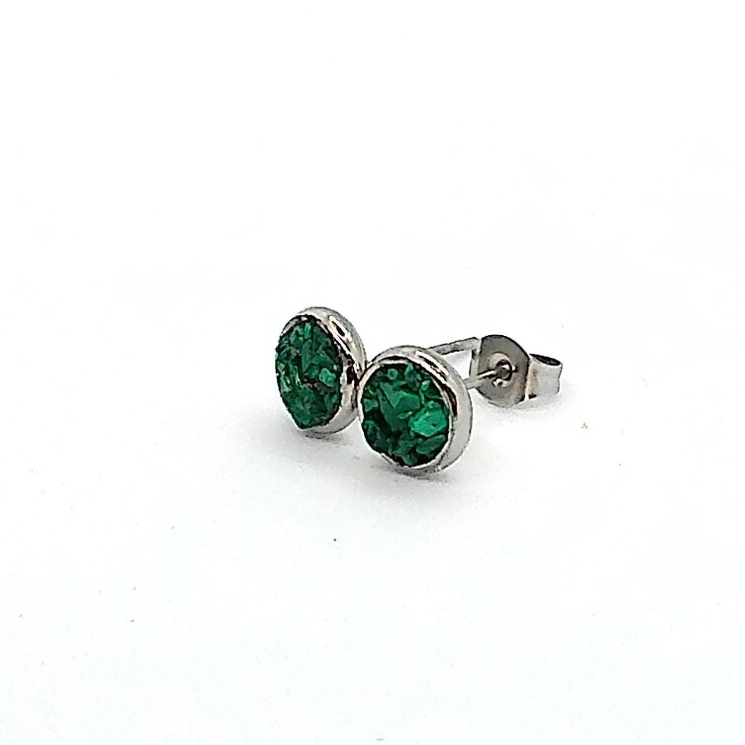 Malachite 6mm Stone Hypoallergenic Stainless Steel Stud Earrings Malachite 6mm Stone Hypoallergenic Stainless Steel Stud Earrings