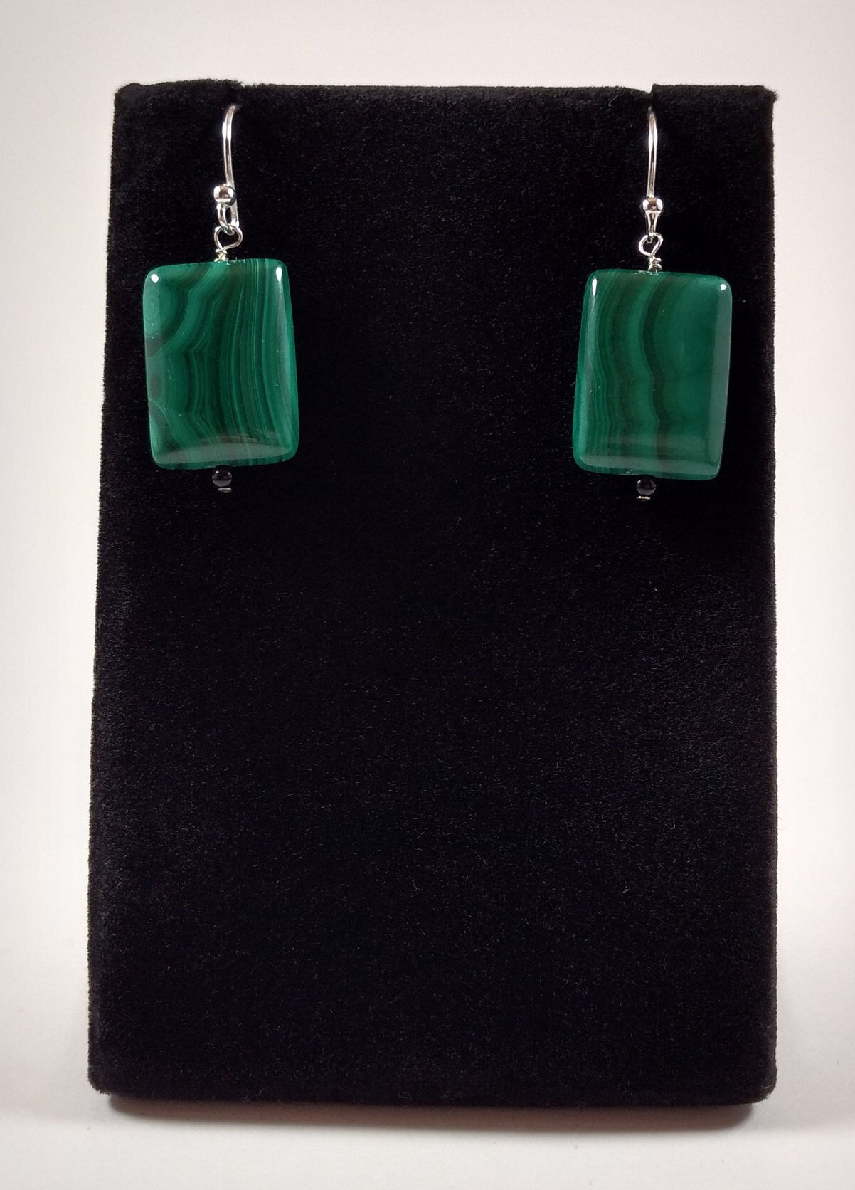 Malachite And Sterling Silver Earrings Handmade By Chris Hay