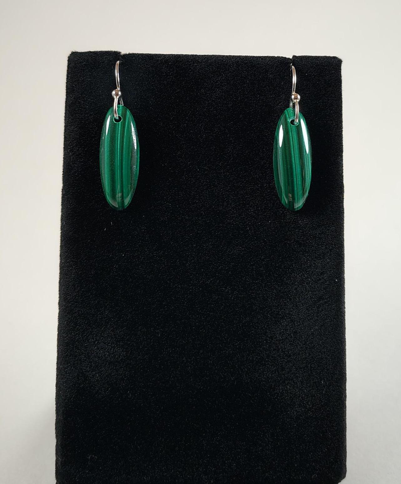 Malachite And Sterling Silver Earrings Handmade By Chris Hay