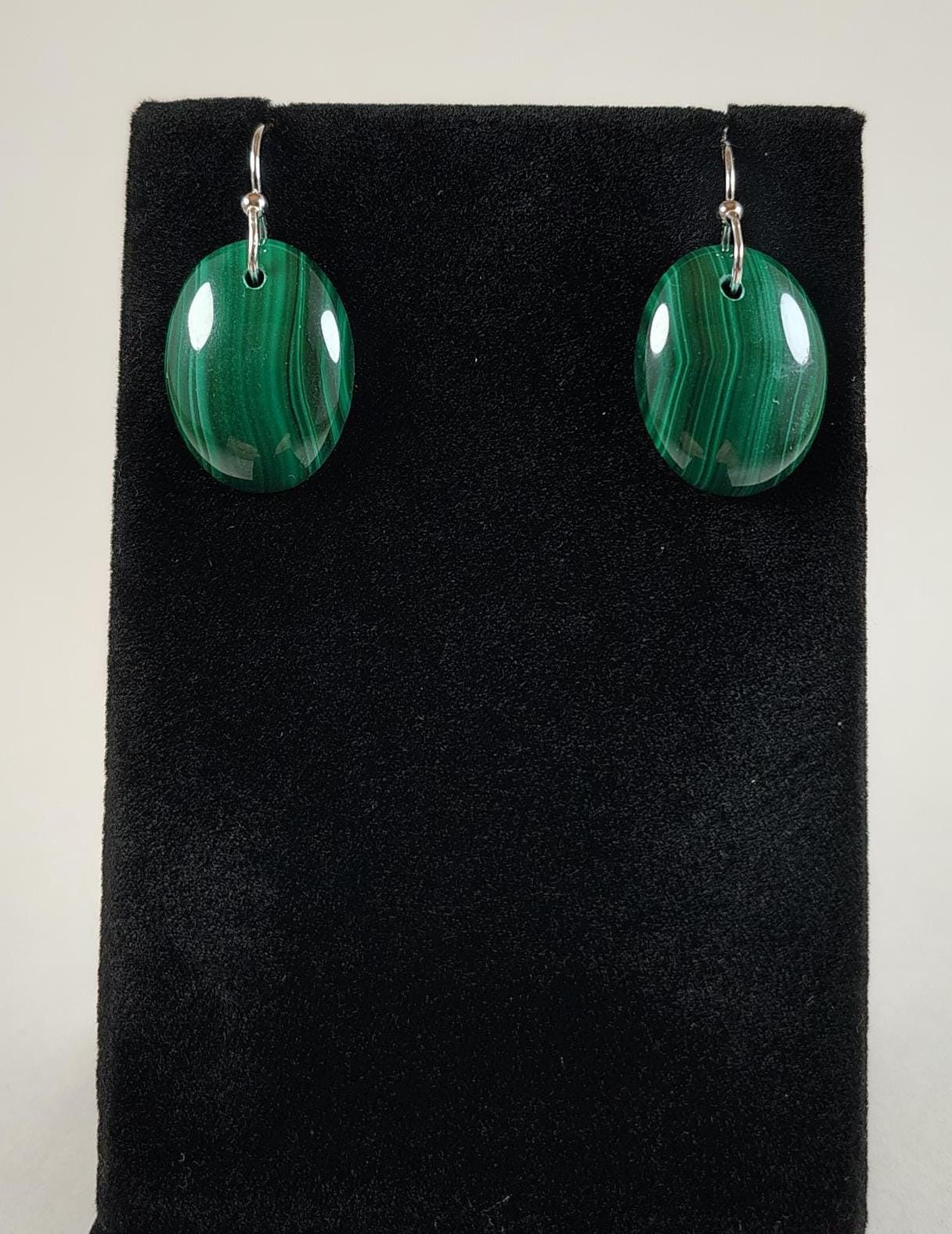 Malachite And Sterling Silver Earrings Handmade By Chris Hay