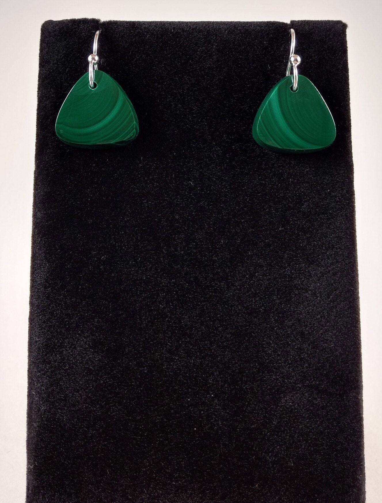 Malachite And Sterling Silver Earrings Handmade By Chris Hay