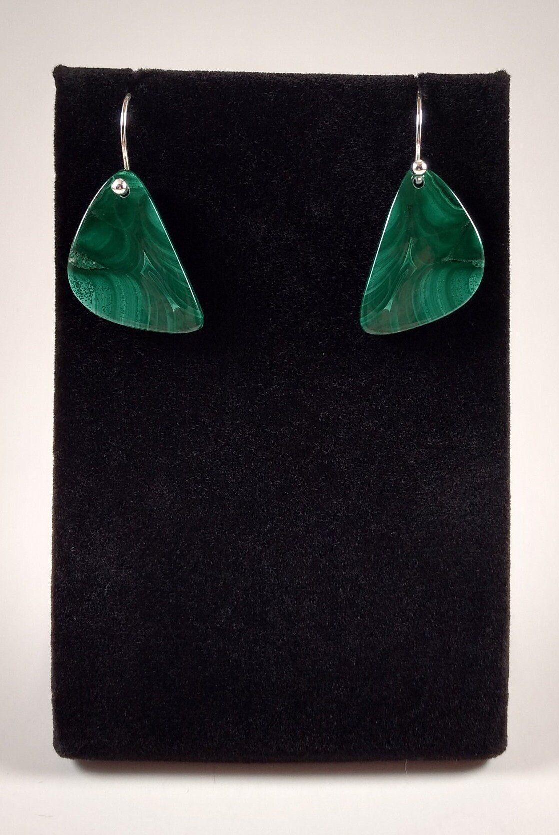 Malachite And Sterling Silver Earrings Handmade By Chris Hay