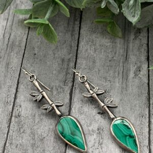 Malachite Bamboo Artisan Earrings