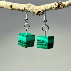 Malachite Cube Dangle Earrings