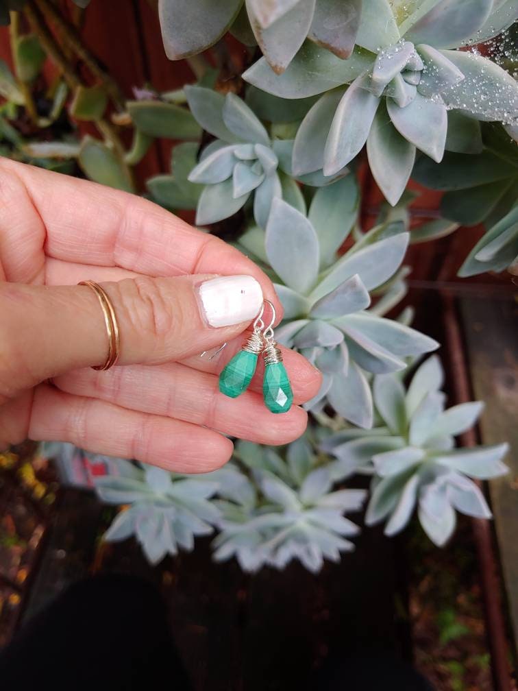 Dainty Malachite Earrings. Silver Malachite Earrings. Gold Malachite Earrings. Rose Gold Malachite Earrings