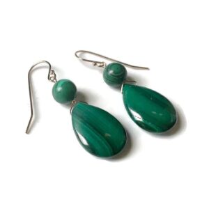 Malachite Drop Earrings - Sterling Silver Gemstone Jewelry