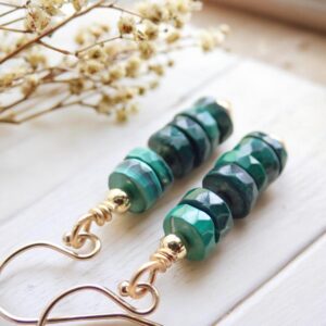 Genuine Malachite Earrings, Malachite Jewelry, Green Gemstone Drop Earrings, Dainty Gemstone Dangles, Minimalist Jewelry, Gift For Her
