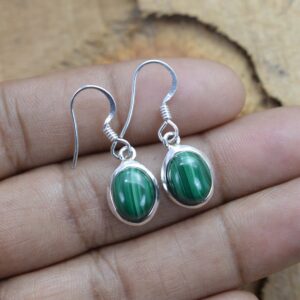 Green Malachite 925 Sterling Silver Hook Earring