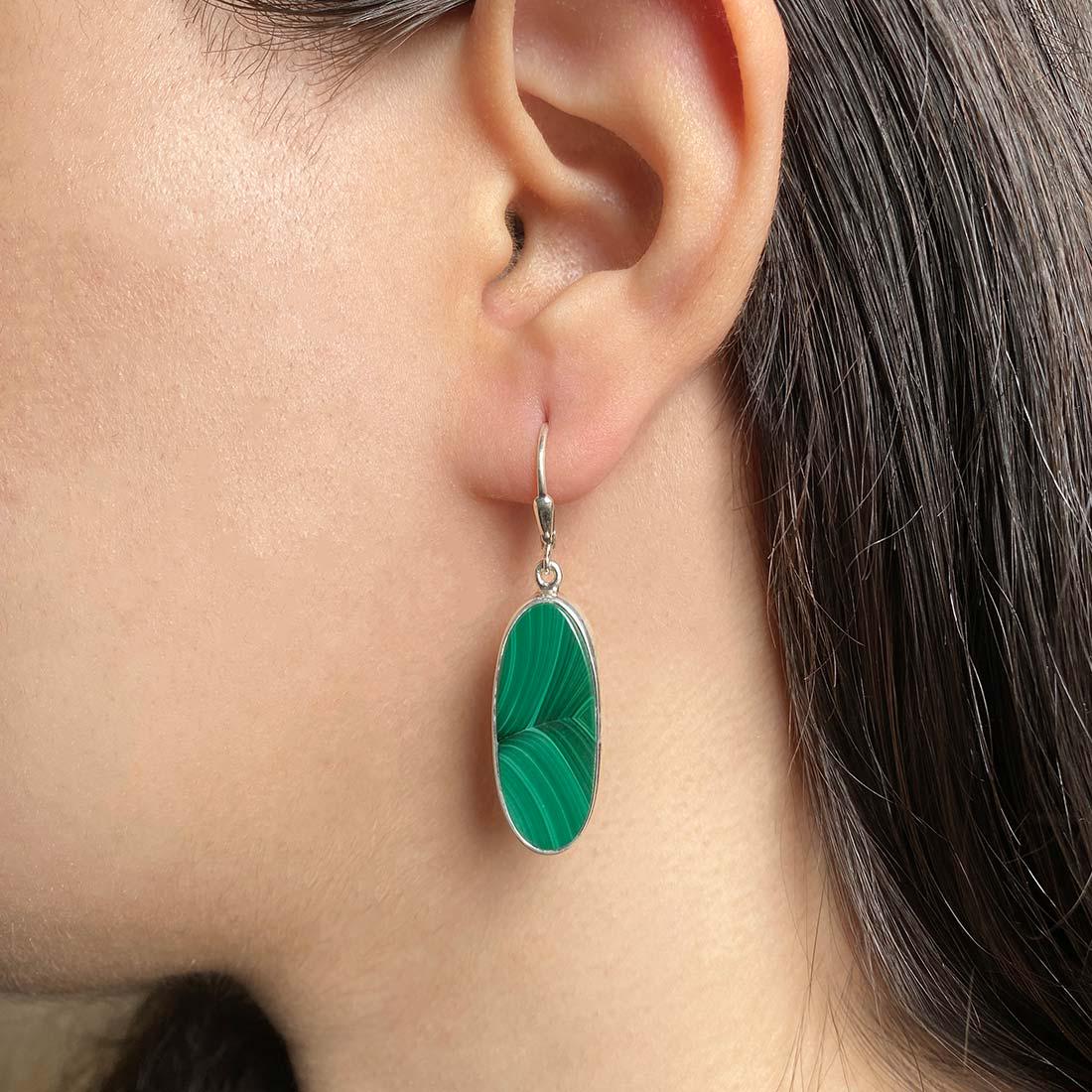 Malachite Leverback Earring / 925 Sterling Silver / Healing Gemstone / Gift For Her / Oval Cab / Natural Stone / Statement Earring Mlc-e-13. Malachite Leverback Earring / 925 Sterling Silver / Healing Gemstone / Gift For Her / Oval Cab / Natural Stone / Statement Earring Mlc-e-13.