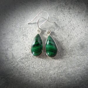 Malachite Earrings Sterling Silver • Green Malachite Earrings • Genuine Malachite Earrings • Sterling Malachite Teardrop Earrings For Her