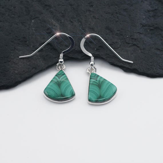 The Edge Of Green - Beautiful Genuine Malachite Sterling Silver Earrings