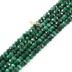 02057 3.7mm To 4.7mm Faceted Malachite Charm Rondelle Loose Beads 16"