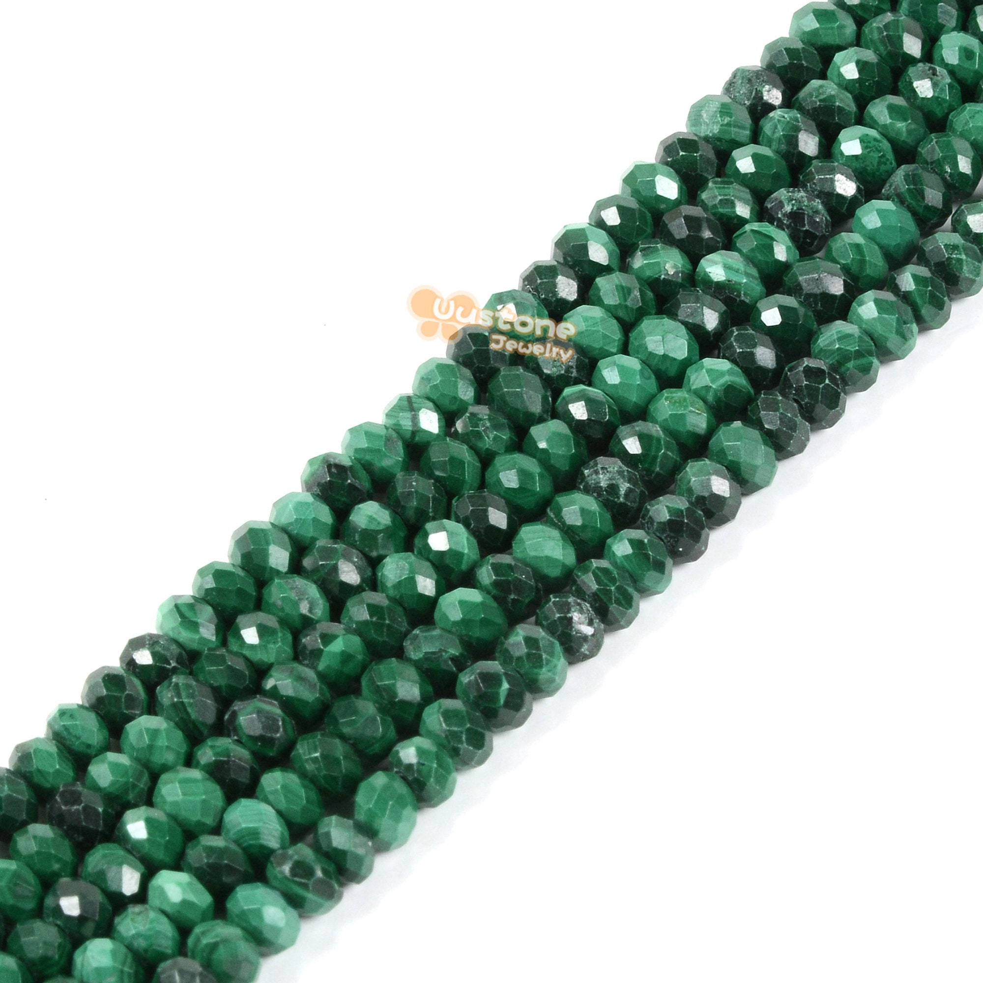 02057 3.7mm To 4.7mm Faceted Malachite Charm Rondelle Loose Beads 16" 02057 3.7mm To 4.7mm Faceted Malachite Charm Rondelle Loose Beads 16"