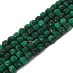 02324 3.7mm To 4.7mm Faceted Malachite Cube Square Loose Beads Diy Jewelry Making Strand 15.5-16"