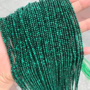 12.5 Inches Strand, Natural Malachite Micro Faceted Rondelles, size 2.5mm