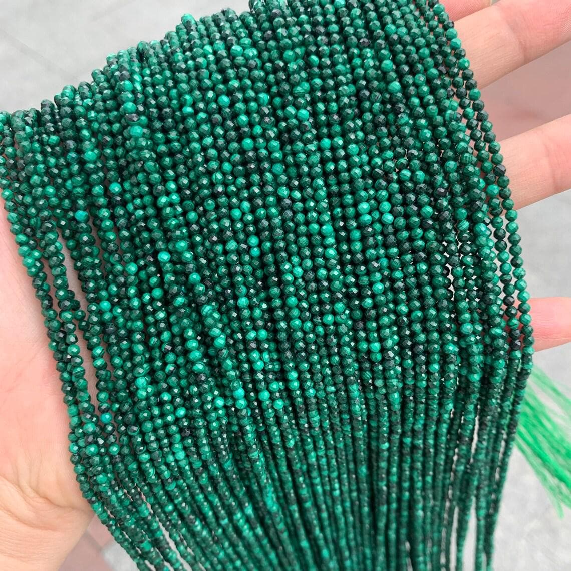 12.5 Inches Strand, Natural Malachite Micro Faceted Rondelles, Size 2.5mm 12.5 Inches Strand, Natural Malachite Micro Faceted Rondelles, Size 2.5mm