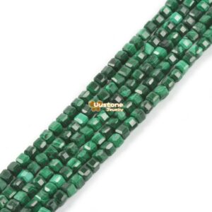 2mm Faceted Malachite Cube Square Loose Beads Diy Jewelry Making Strand 15.5-16"