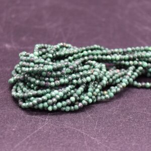 2mm Malachite Gemstone Faceted Round Beads - 15" Strand | Gemstone Beads For Jewellery Making