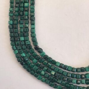 2mm Malachite Precision Cut Faceted Cube Gemstone Beads. 15" Strands Of High Quality Cubes, Approximately 182 Per Strand.