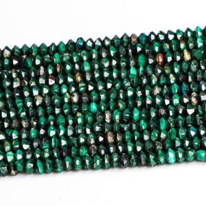 3X2MM Green Malachite Beads Grade AA Genuine Natural Gemstone 15" Faceted Saucer Loose Beads for Handcrafting Jewelry (127712-2593)