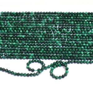 Aaa+ Malachite Gemstone 3mm-4mm Faceted Beads, Natural Malachite Semi Precious Gemstone Loose Rondelle For Jewelry Making, 13inch Strand