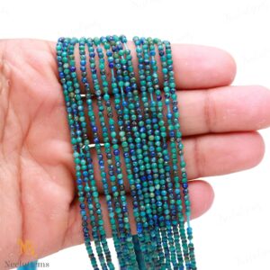Aaa+ Natural Azulite Malachite Microcut Faceted Beads,2.1-2.2 Mm Azulite Tiny Rondelle Beads,13"gemstone Beads For Handmade Jewelry