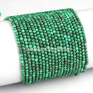 Aaa+ Natural Malachite Gemstone 2-2.5 Mm, 3-3.5 Mm Micro Faceted Round Beads ~ Malachite Semi Precious Gemstone Loose Beads, Malachite Beads