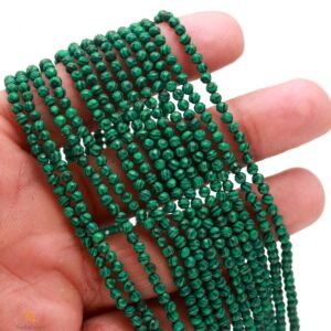 Aaa+ Natural Malachite Microcut Faceted Beads,3.00-3.10 Mm Malachite Tiny Rondelle Beads,13" Malachite Gemstone Beads For Handmade Jewelry