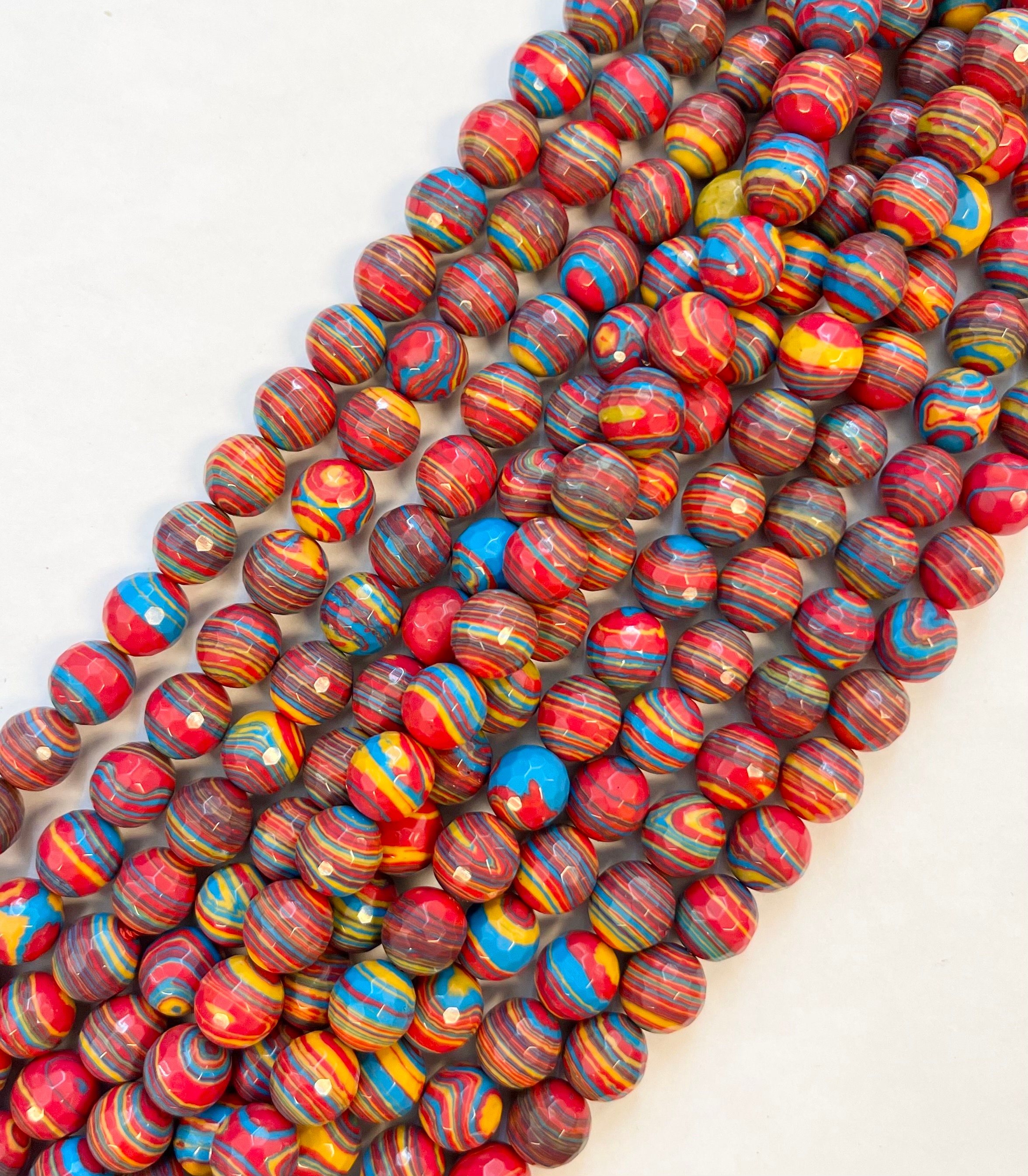 Dyed Malachite 12mm Faceted Round Gemstone Beads-- 15.5 Inch Strand