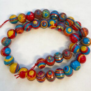 Dyed Malachite 12x10mm Faceted Round Gemstone Beads-- 15.5 inch strand
