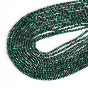 Genuine Natural Green Malachite Loose Beads Grade Aa Faceted Saucer Round Shape 3x2mm