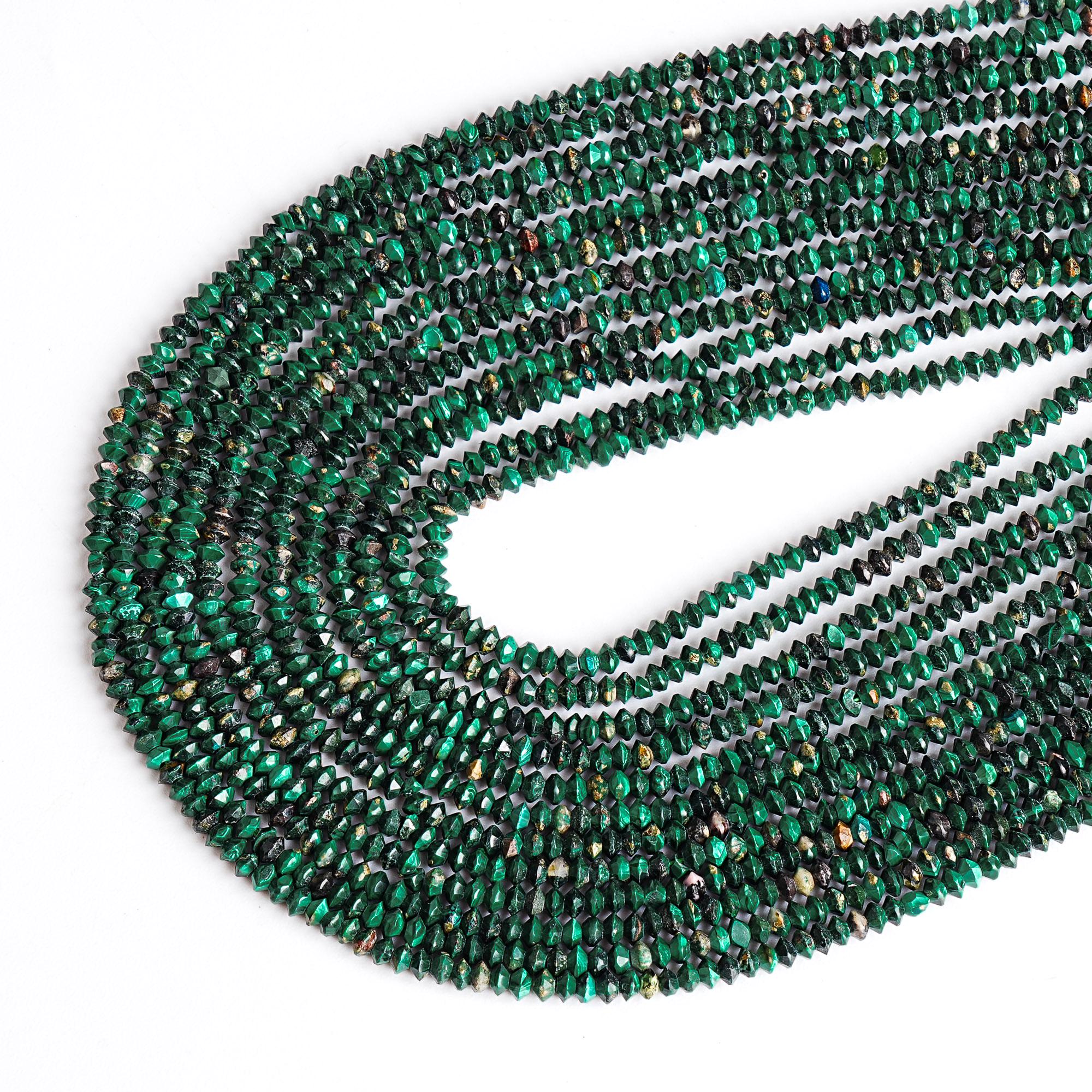 Genuine Natural Green Malachite Loose Beads Grade Aa Faceted Saucer Round Shape 3x2mm Genuine Natural Green Malachite Loose Beads Grade Aa Faceted Saucer Round Shape 3x2mm