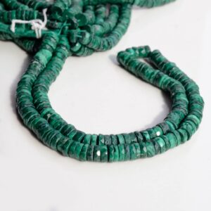 Green Malachite Faceted Tyre Rondelle Beads, 6mm/7mm Natural Malachite Round Heishi Gemstone Beads Loose, 8/16 Inch Strand, GDS2021