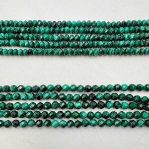 Natural 4mm Faceted Round Or Rondelle Malachite Beads. 15” Strand Of Either Round Or Rondelle Beads. Low Energy, Soothing Stone.