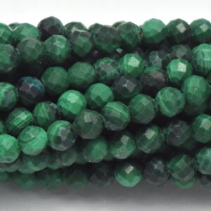 Natural Malachite Beads, 3mm Micro Faceted Round Beads, 15.5 Inch, Full strand, Approx. 138 beads, Hole 0.5mm (312025001)