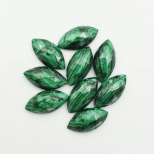 Natural Malachite Checker Cut Faceted Marquise Calibrated Flatback Polished Gemstone For Jewelry Making All Sizes Available