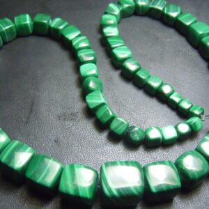 Natural Malachite Gemstone Grade AA Faceted Diamond Cut Cube Loose Beads 8 Inch Strand