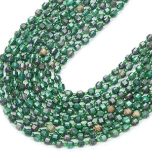 Natural Malachite Gemstone Faceted Prism Double Point Cut 5MM 6MM Loose Beads (D342)